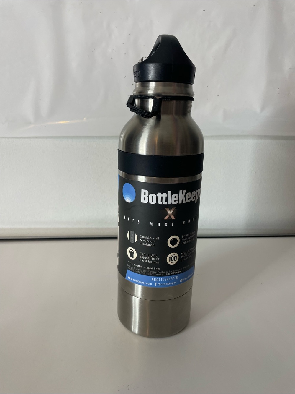 BottleKeeper X Insulated Bottle with Black Sleeve